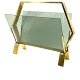 Modern brass magazine rack,  Italy 1970