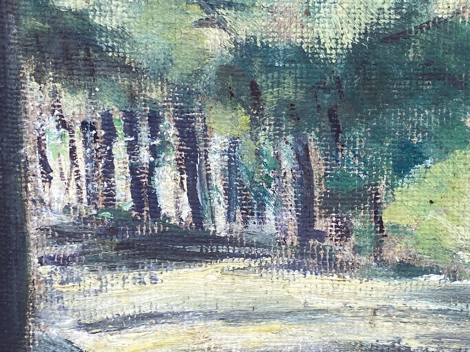 Gouache watercolor on paper by guy riou sous bois 1952 frame ceruse