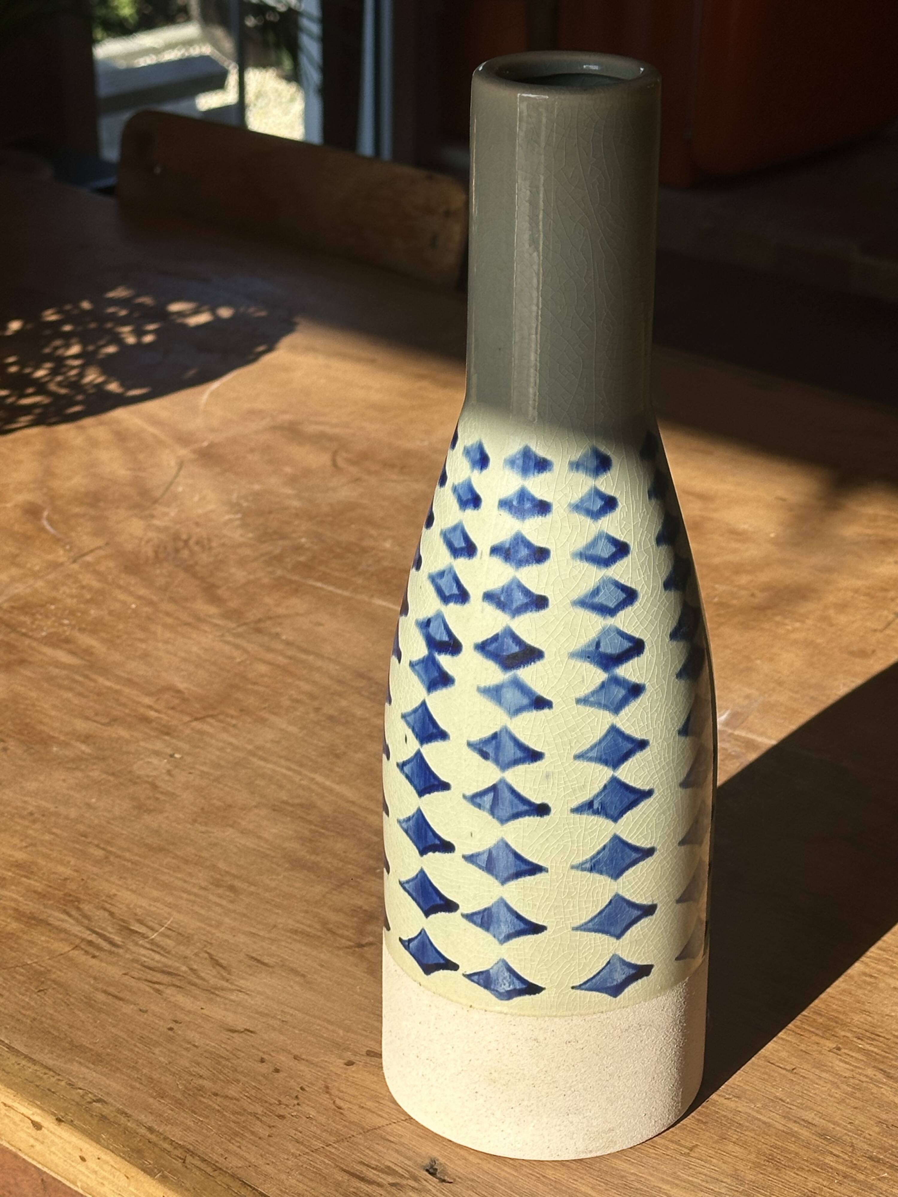 Large ceramic vase — blue pattern