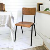 Chaise d’école vintage en bois et métal – style industriel, années 60