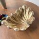Immense wooden plate 1900 shell with golden patina