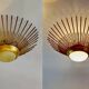 Golden sunburst metal glass pendant chandelier, 1960