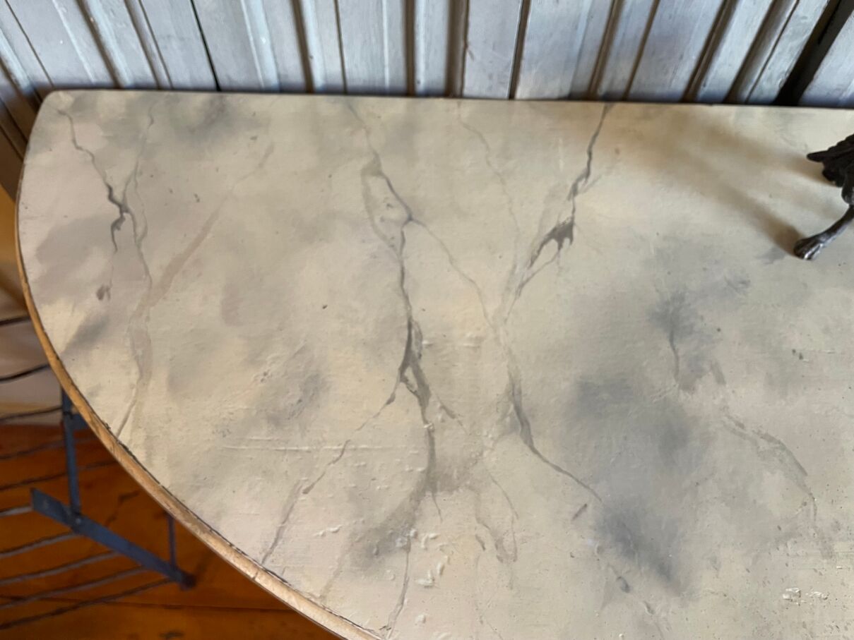 Half-moon console side table faux marble