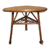 Rattan table, triangular, vintage.