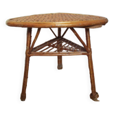 Table rotin, triangulaire, vintage.