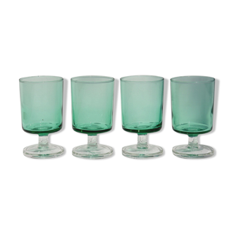 4 glasses with feet 70's