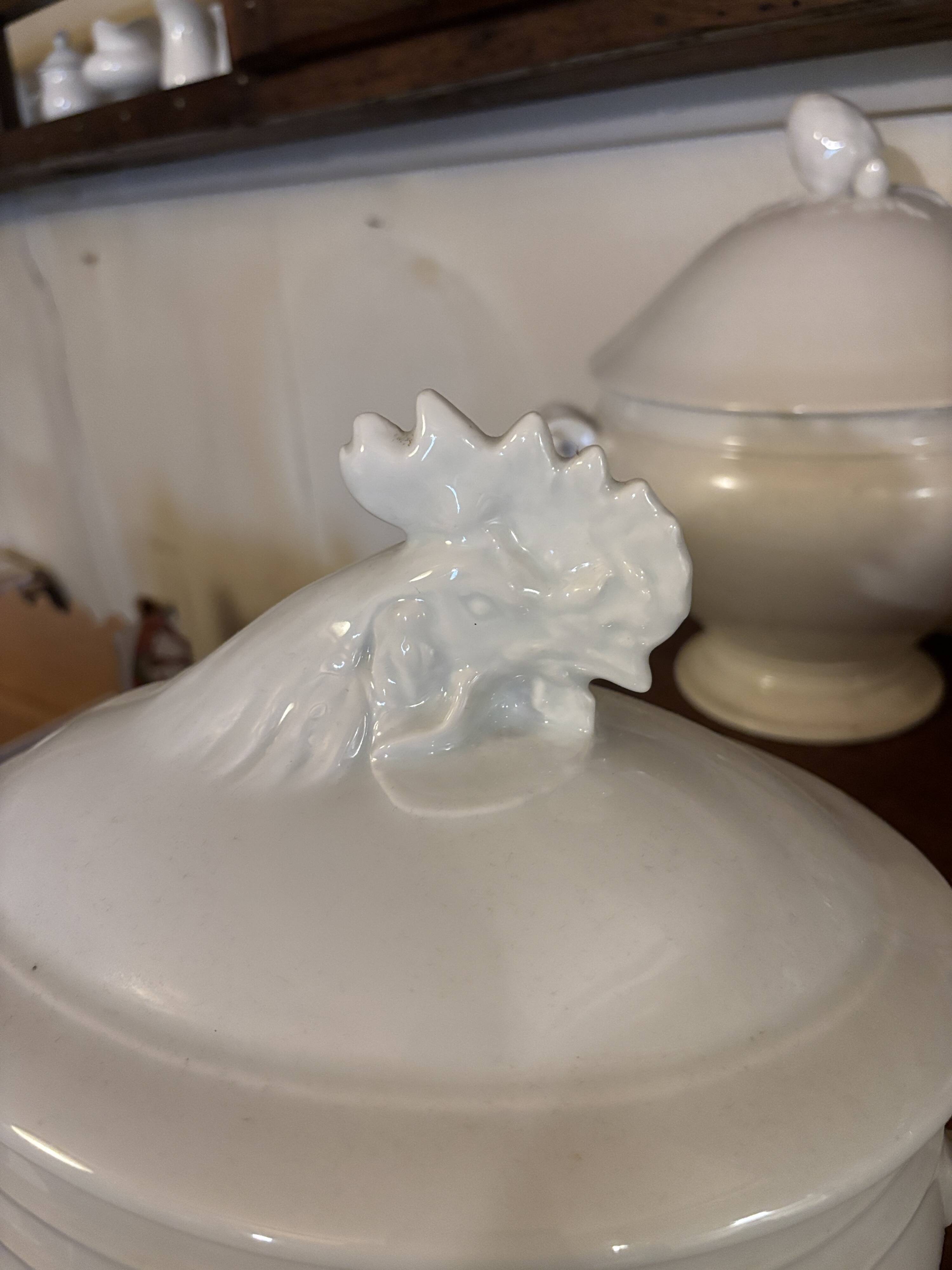 Terrine/soup tureen rooster's head