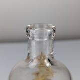 French Art Nouveau Uranium Glass Bottle with Applied Amber Leaves, c. 1900