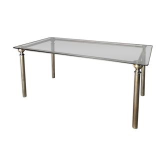 Glass and brass coffee table