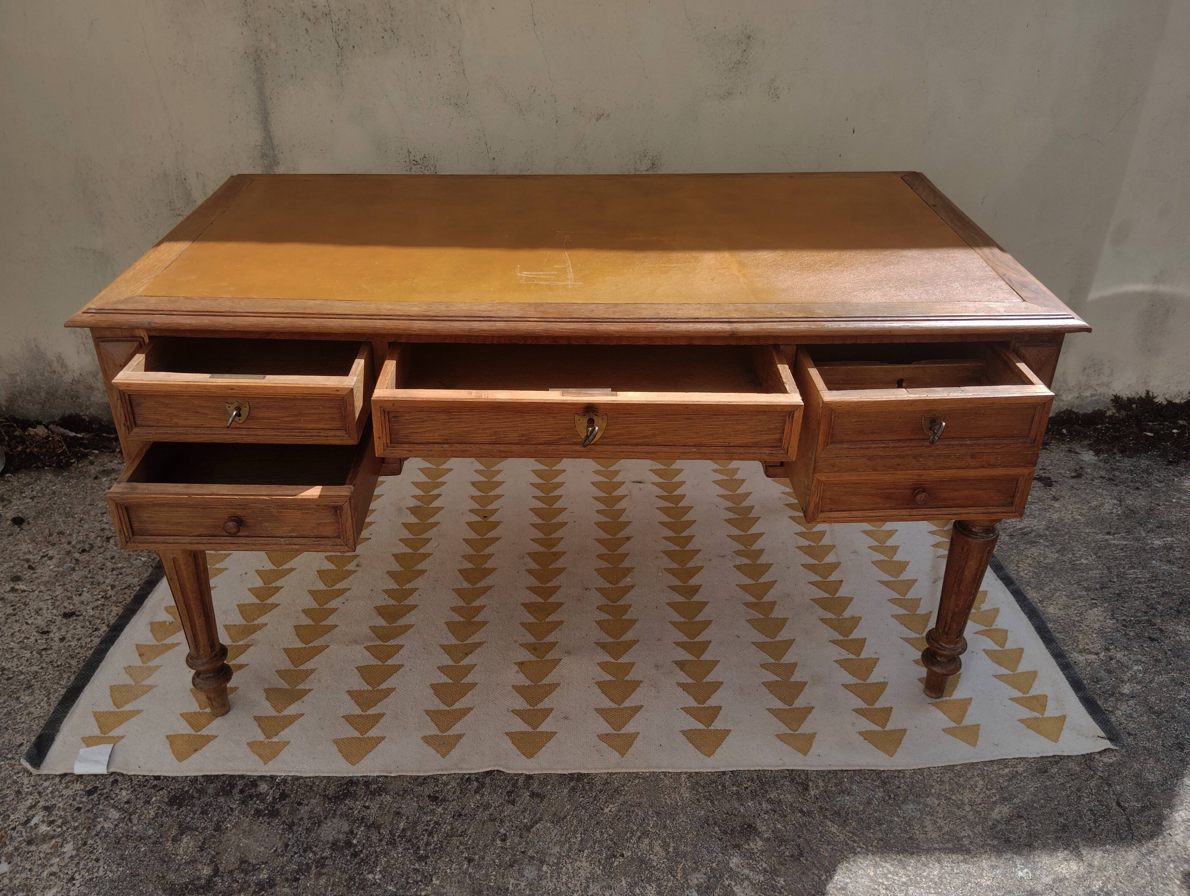 Louis XVI style minister's desk in oak