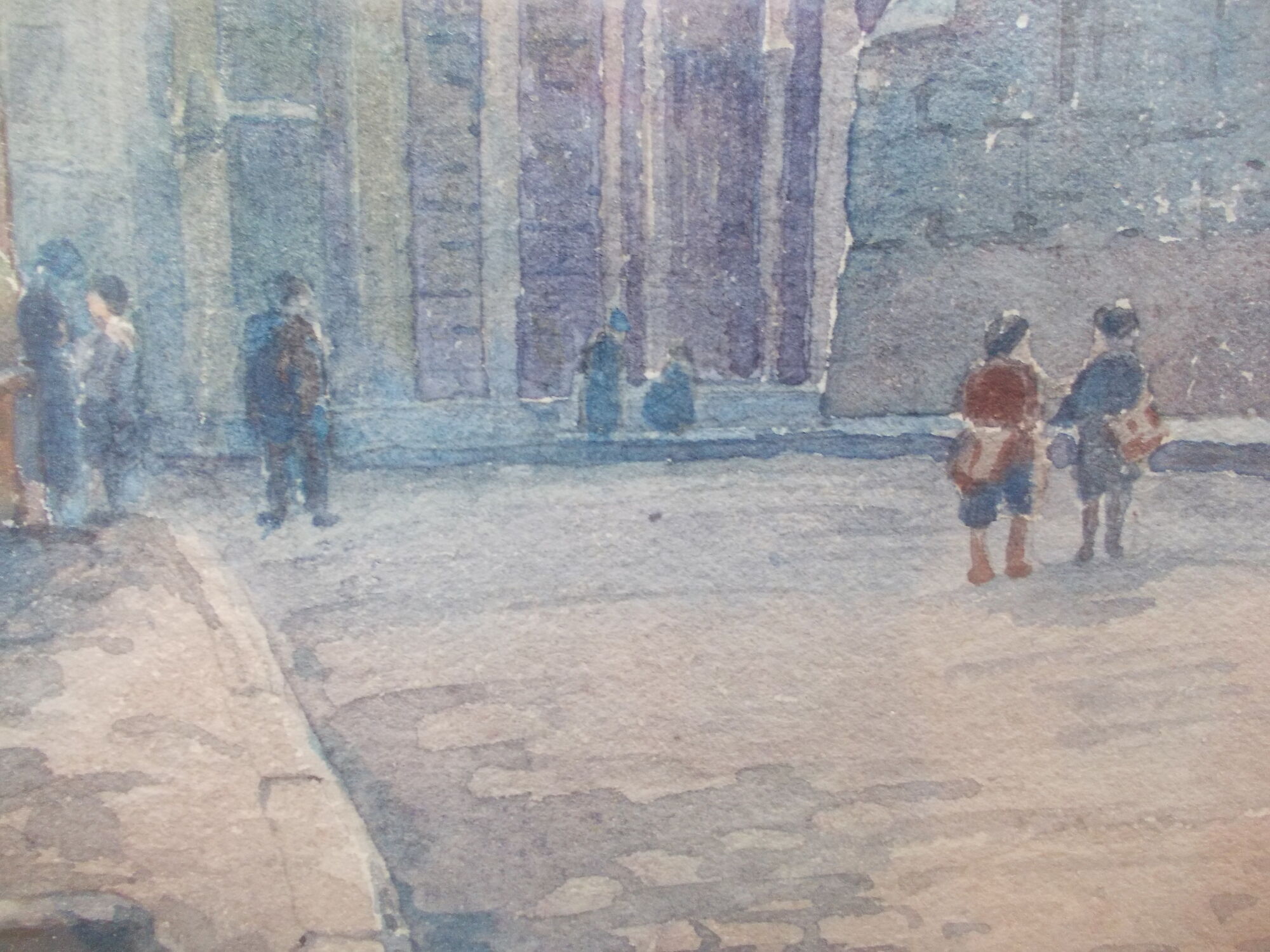 WATERCOLOR 1930 signed VICTOR MAUNIER : PARIS rue des Prêtres Saint Séverin Latin Quarter, 75, frame