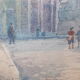 WATERCOLOR 1930 signed VICTOR MAUNIER : PARIS rue des Prêtres Saint Séverin Latin Quarter, 75, frame