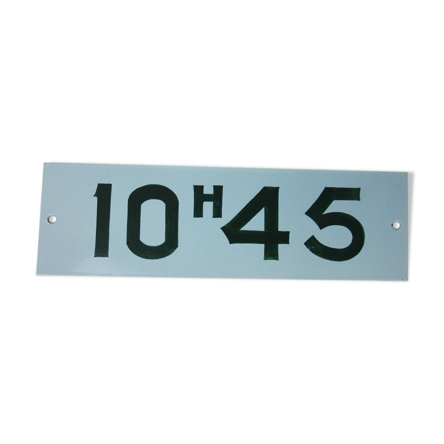 Enamelled and painted plate "10:45"