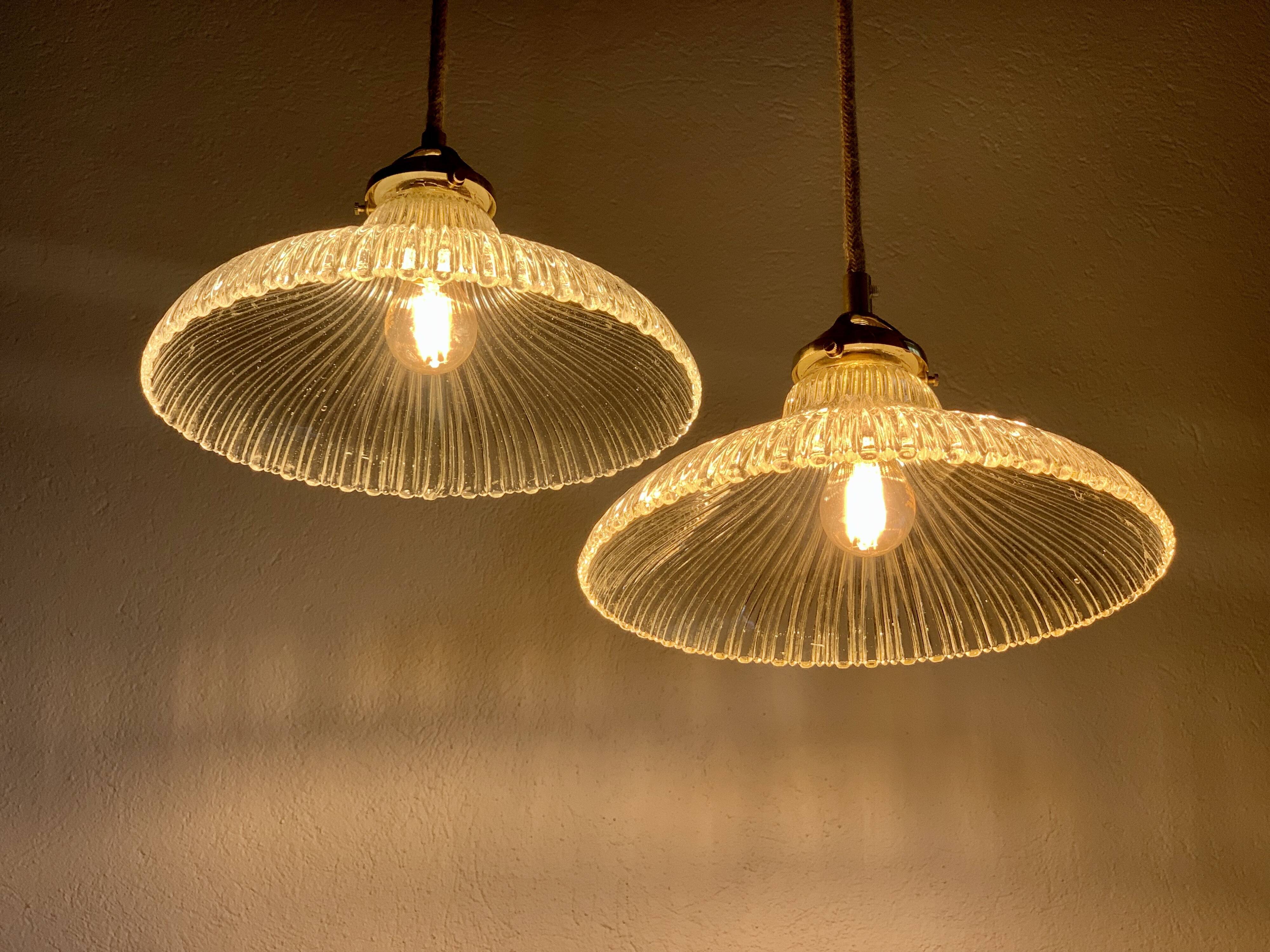 Duo of suspensions Holophane bistro style