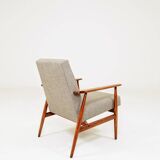 Beige mixed vintage armchair from the 1970s.