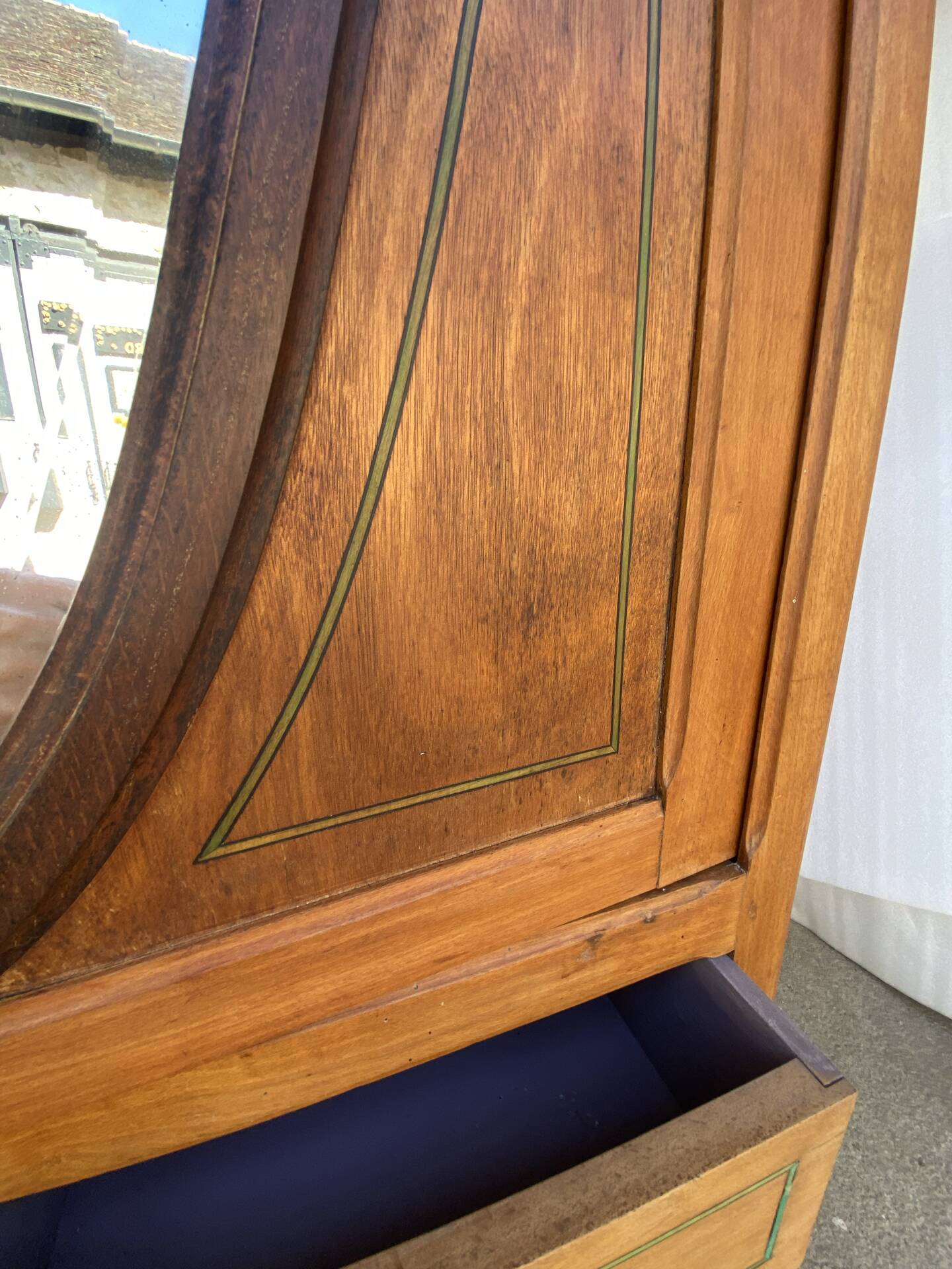 Art Deco wardrobe with oval mirror