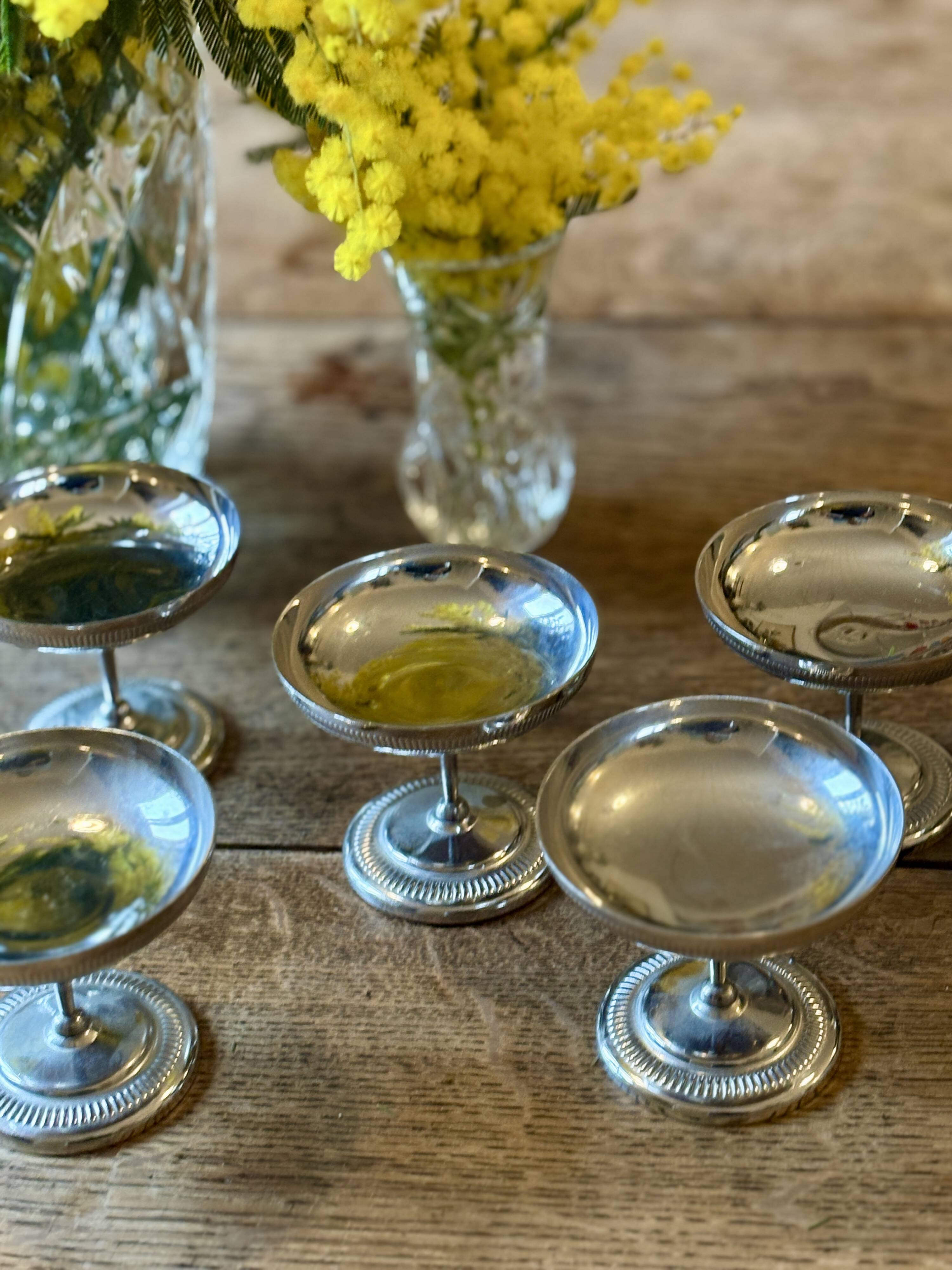 Lot de 6 coupes à dessert vintage en inox