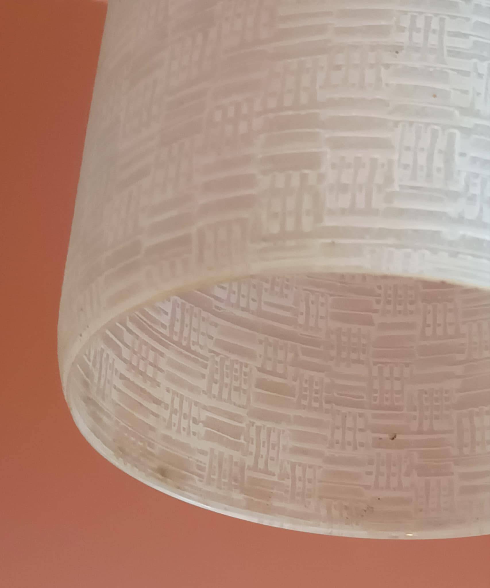 Vintage 1950 glass cylinder pendant light