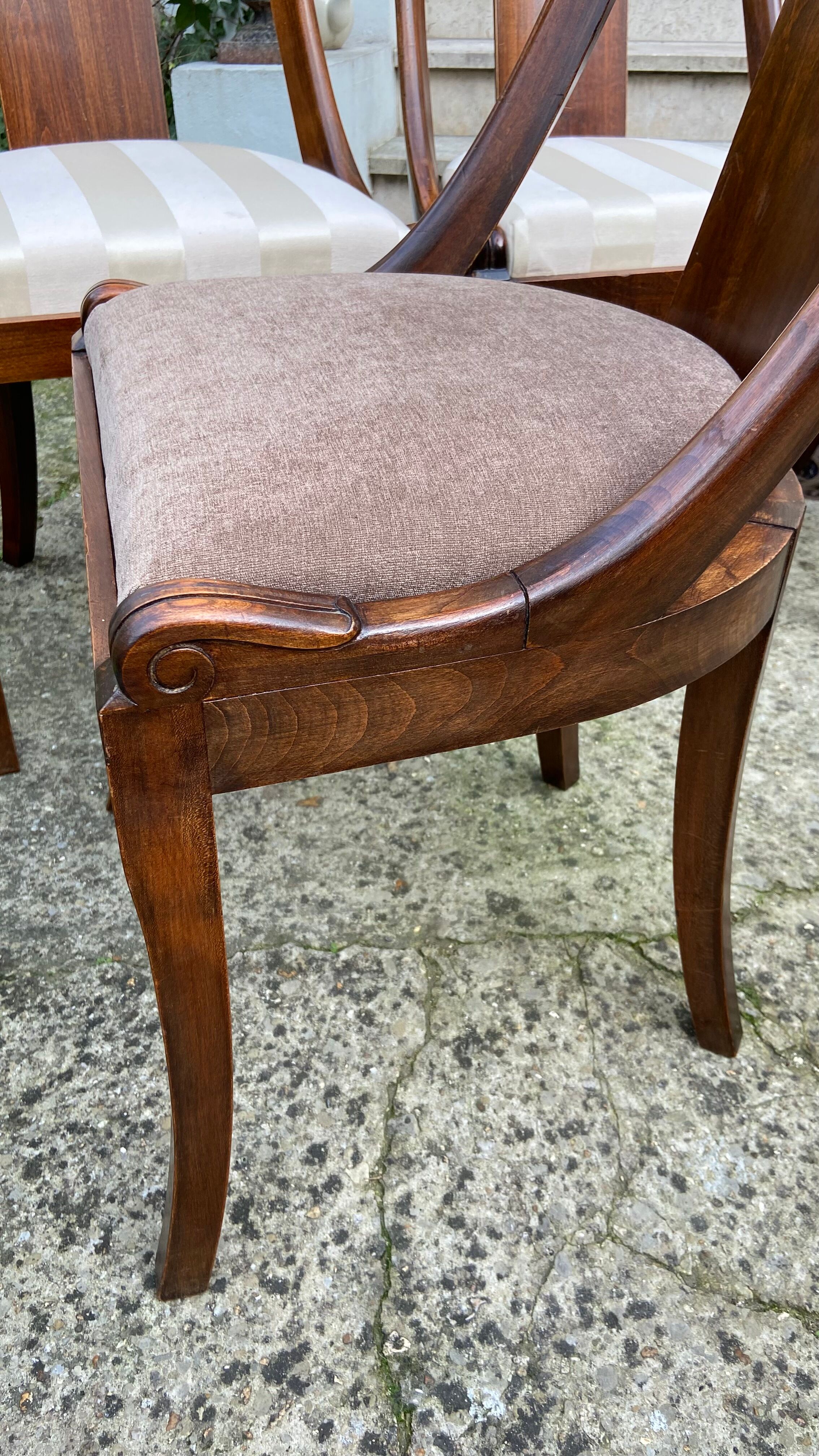 Pair of Empire style gondola chairs