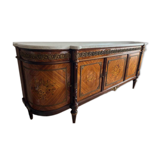 Louis XVI style marquetry buffet with marble top