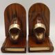 Serre-livres vintage français bretons en bois sculptés à la main avec motif livre et sabot