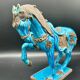 Cheval en céramique émaillée craquelée vintage