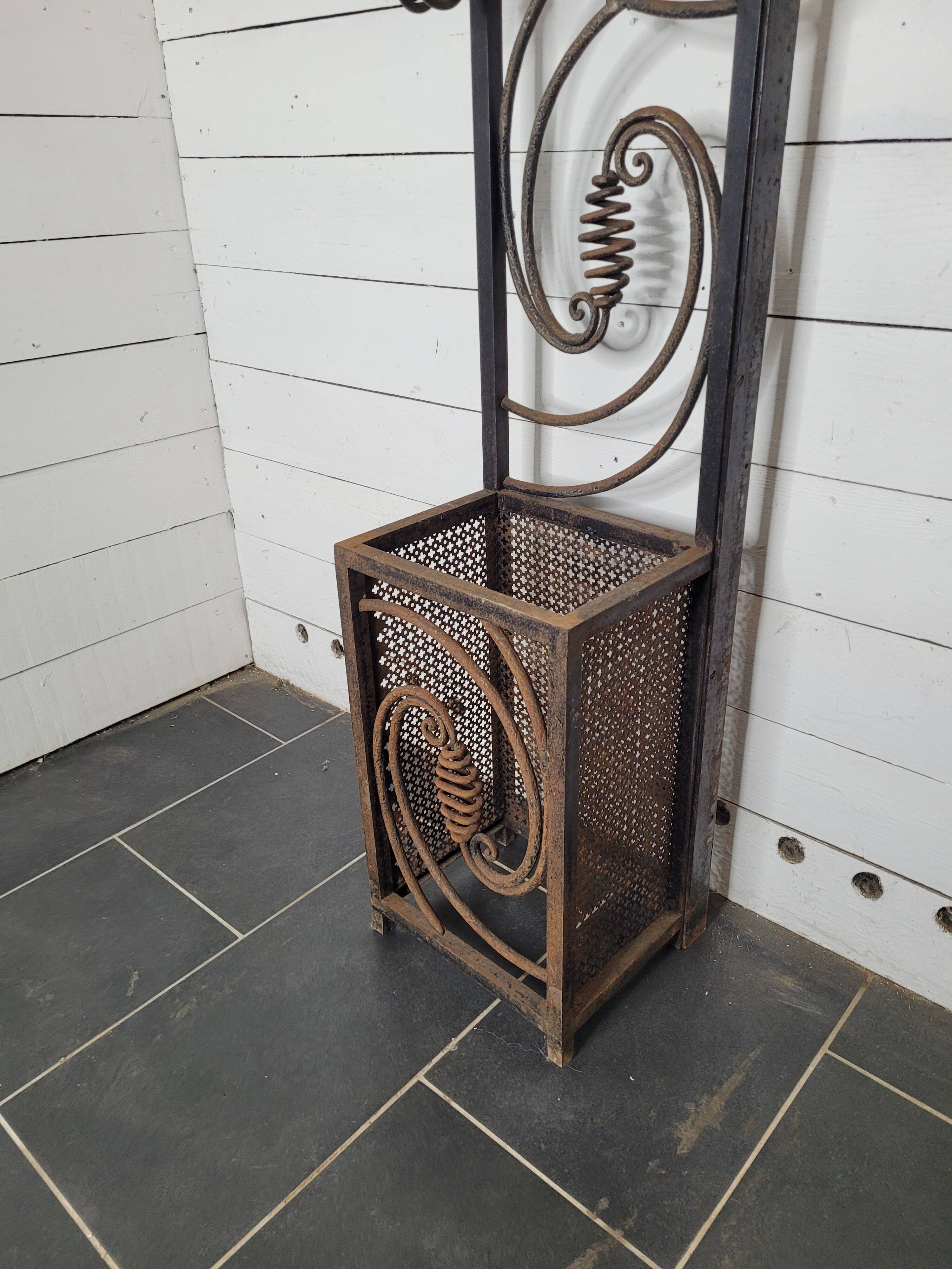 Art deco wrought iron coat rack from the 1930s