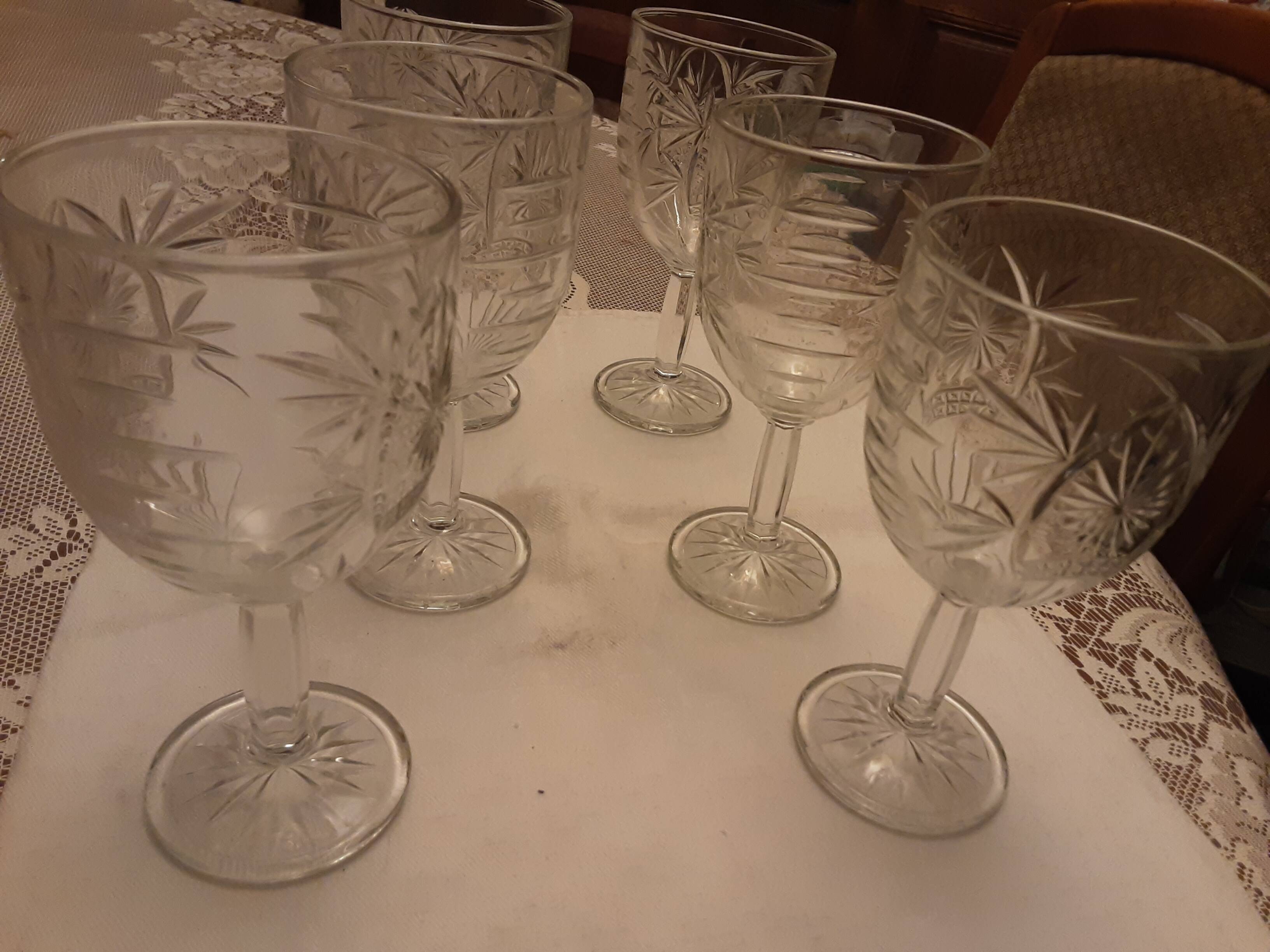 6 cut crystal glasses
