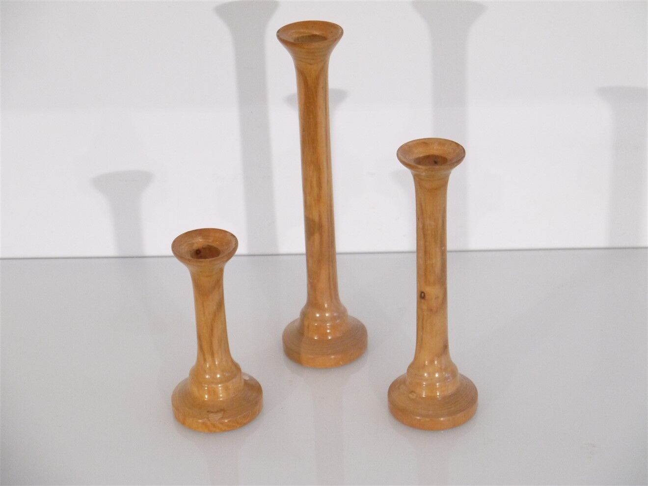 Set of Scandinavian wooden candle holders 1960
