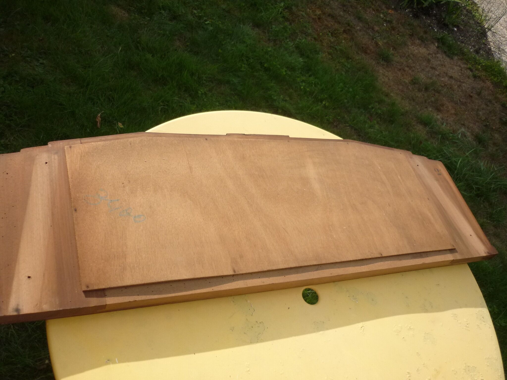 Low mirror in a carved wooden art-deco 1930 112x36cm