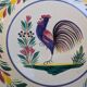 Set of 2 old HB Henriot Quimper plates with rooster motif