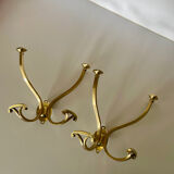 2 coat hooks with 4 branches in gilded brass