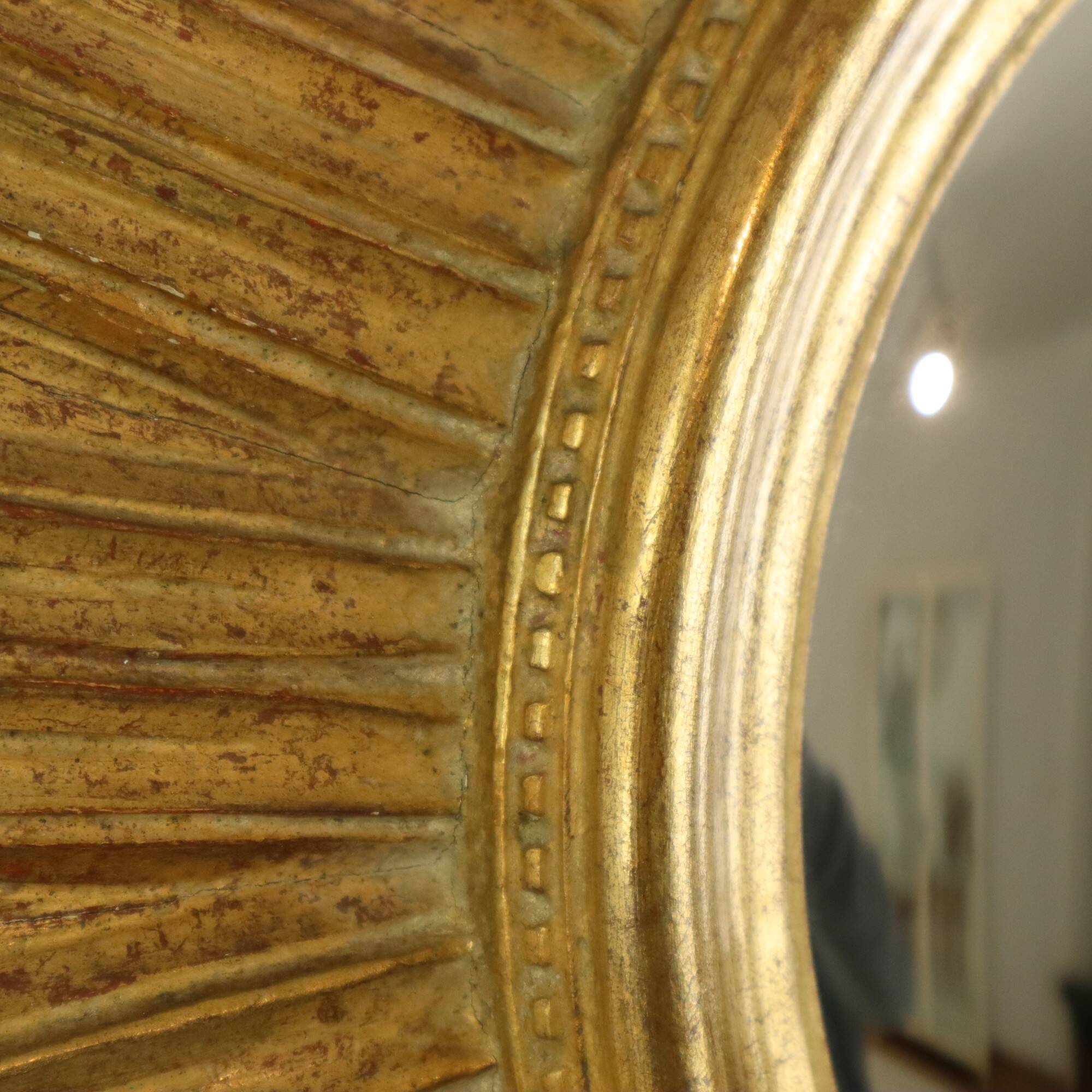 Large Wooden Sun Mirror Sunburst Butler XL Mirror Gold 70cm