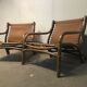 Set of 2 retro rattan armchairs