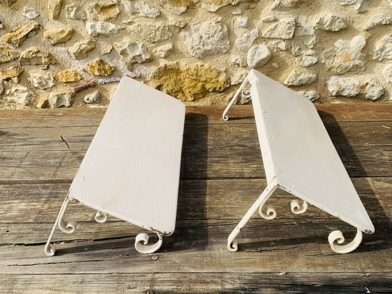 Pair of vintage garden wall shelves, circa 40's/50's