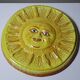 Vintage handcrafted anthropomorphic sun wall plaque in Vietri majolica.