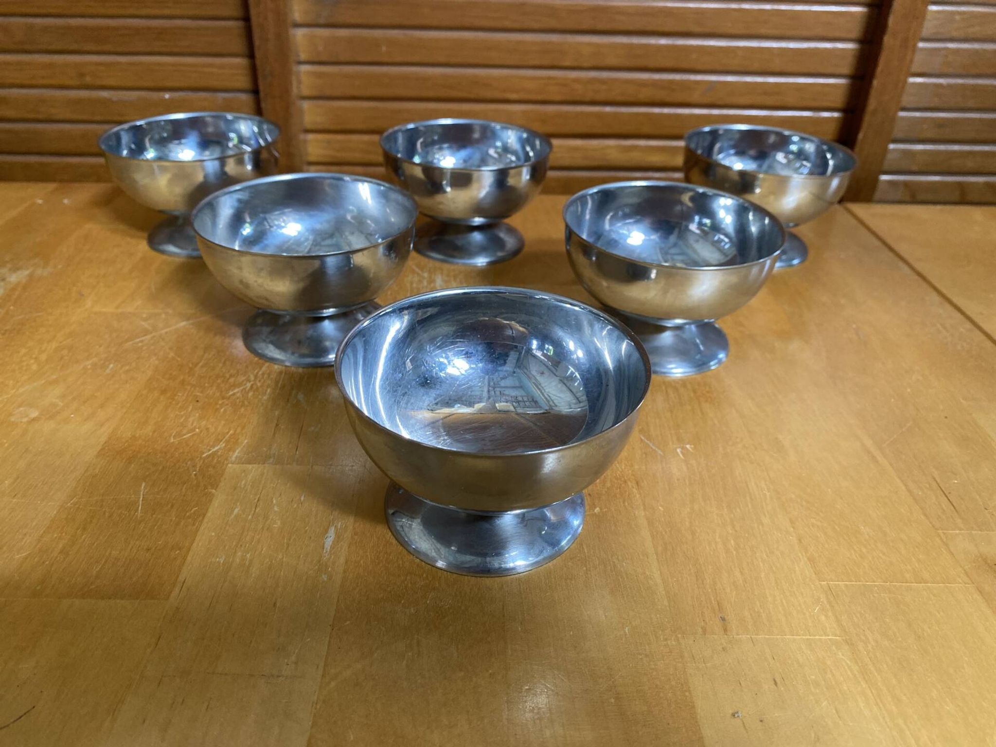 Set of 6 Ice Cream Bowls Style Rémy LETANG Vintage Stainless Steel #E084