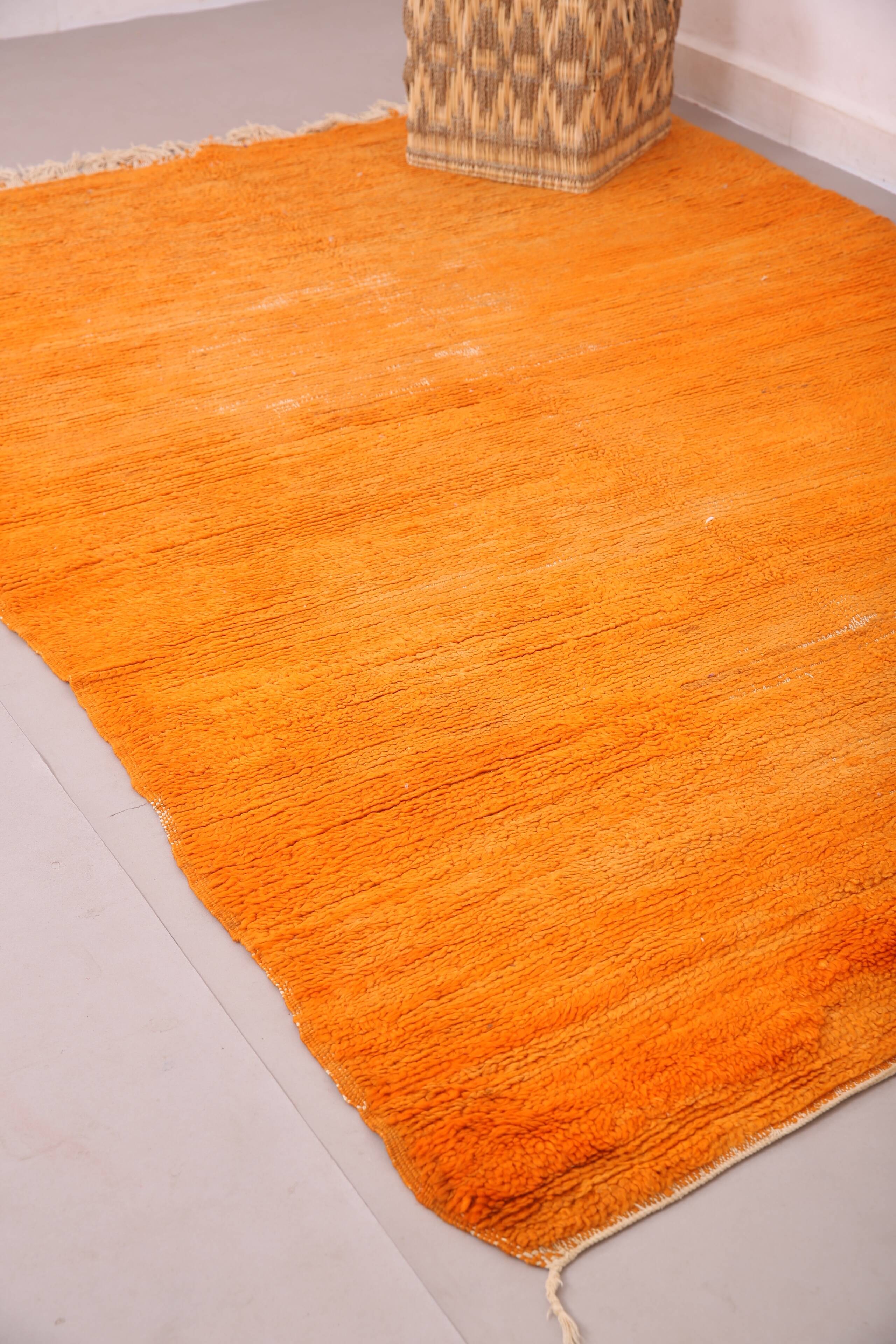 Tapis marocain vintage orange 174 x 255 cm - Tapis en laine berbère - Tapis fait main