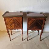Pair of Louis XV style bedside tables in marquetry