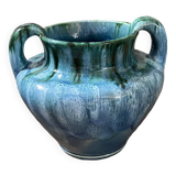 Vase grès flamme bleu vert