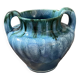 Vase grès flamme bleu vert