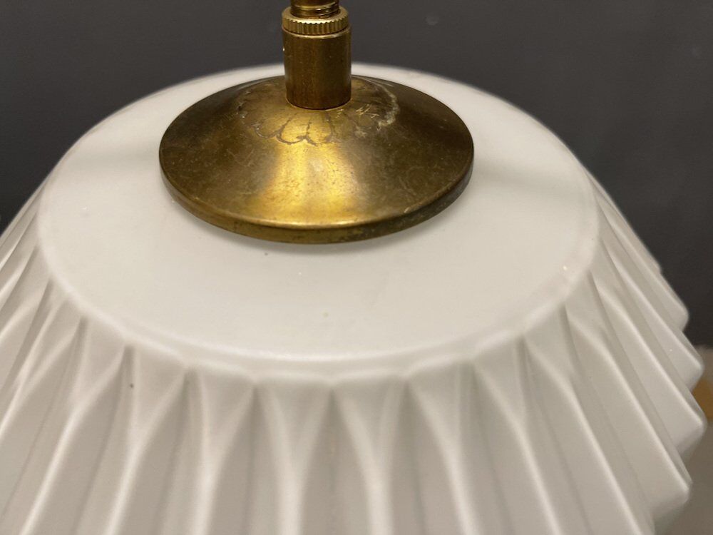 Opaline Glass Pleated Light Pendant, 1950s