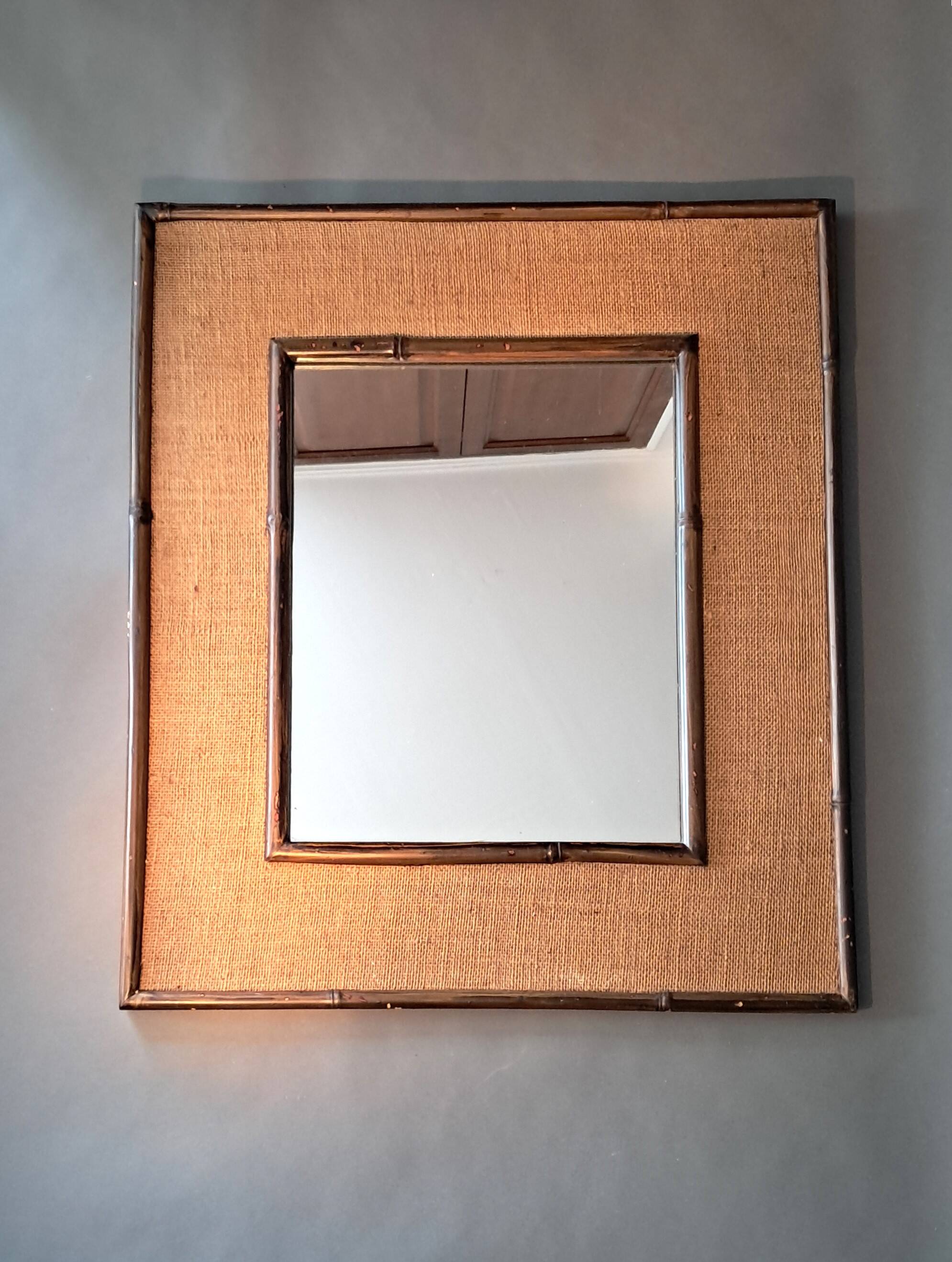 Miroir bambou et rotin vintage 1960/1970.