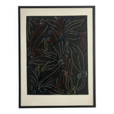 Elie Dayan, Sans titre (motif floral 1). Technique mixte sur papier
