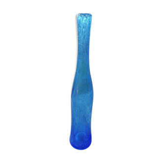 Soliflore en verre bullé bleu