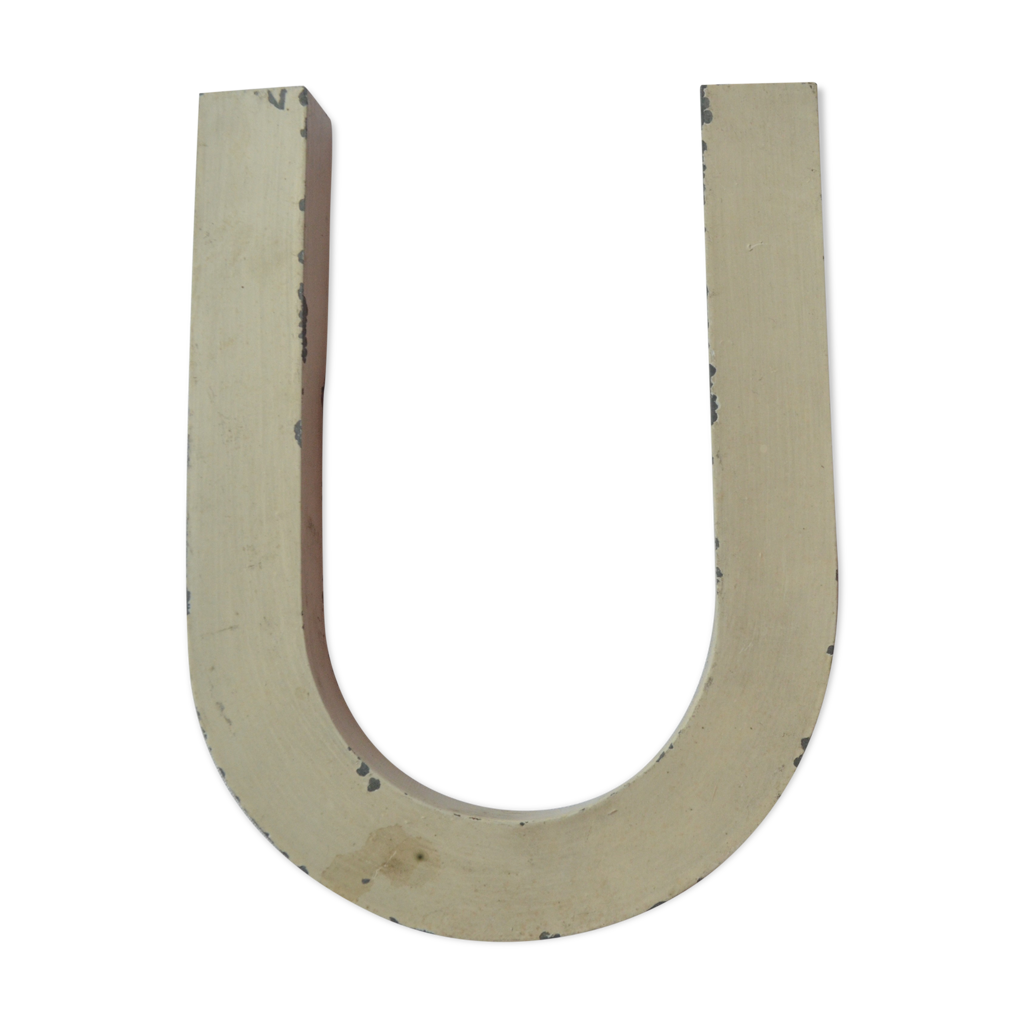 Lettre d'enseigne U vintage en zinc Selency