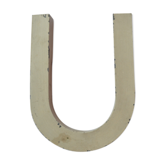 Vintage U sign letter in zinc