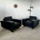 Lot 2 roche bobois designer leather armchairs 80s vintage custom aviator shape