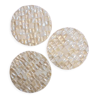 Trio of mother-of-pearl coasters