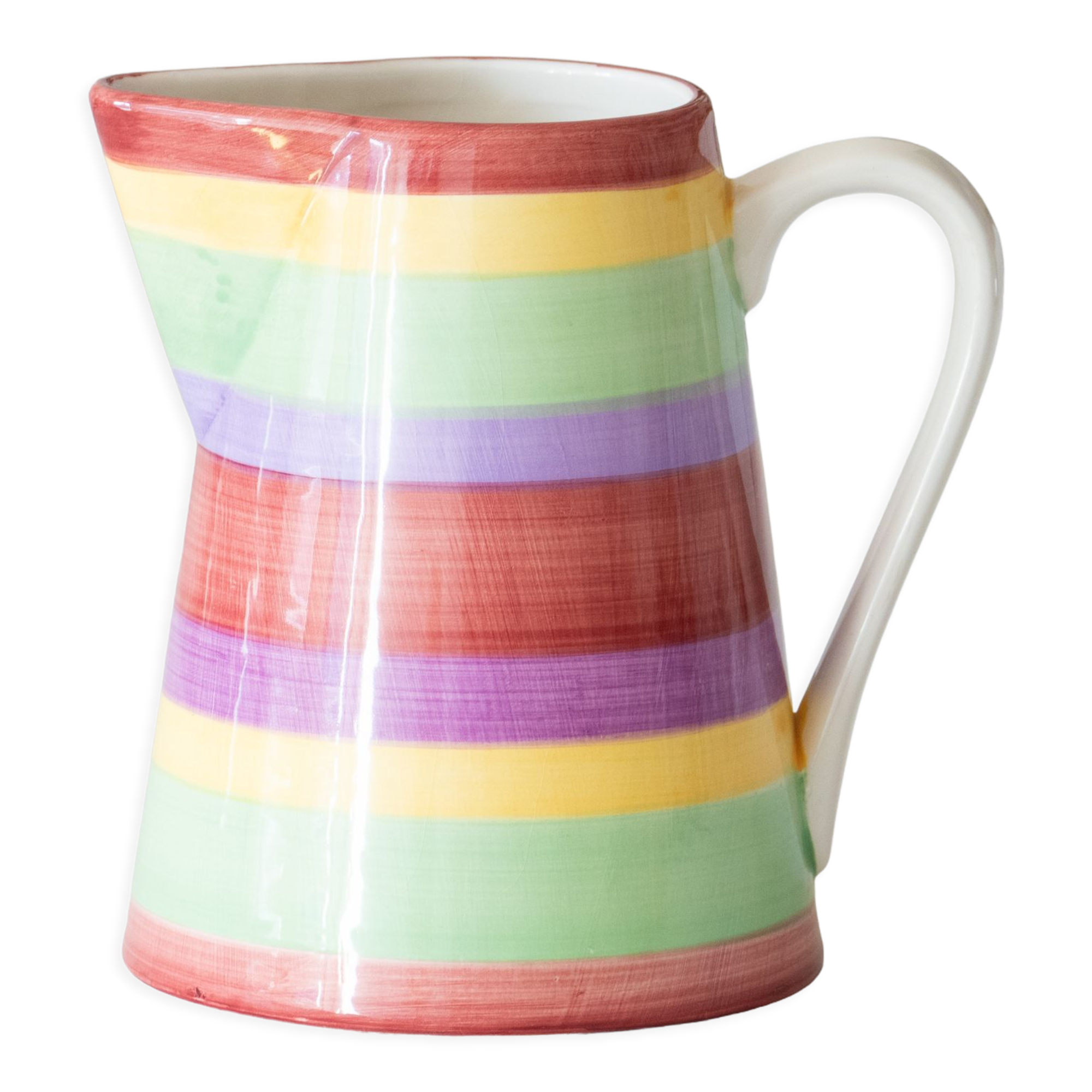 Multicolored striped ceramic jug "Happy Days"